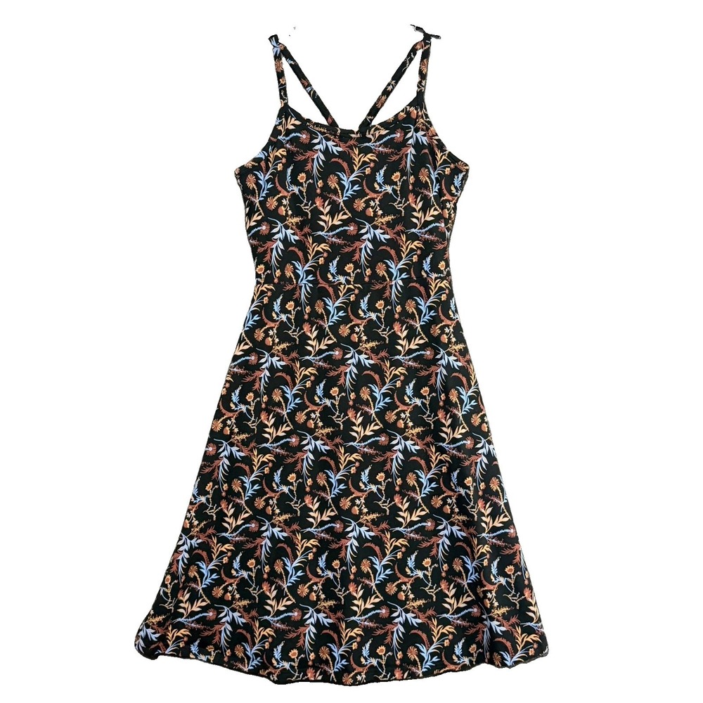 Pact Womens Sz L Organic Cotton Fit & Flare Midi Dress Boho Cottage Core Scandi
